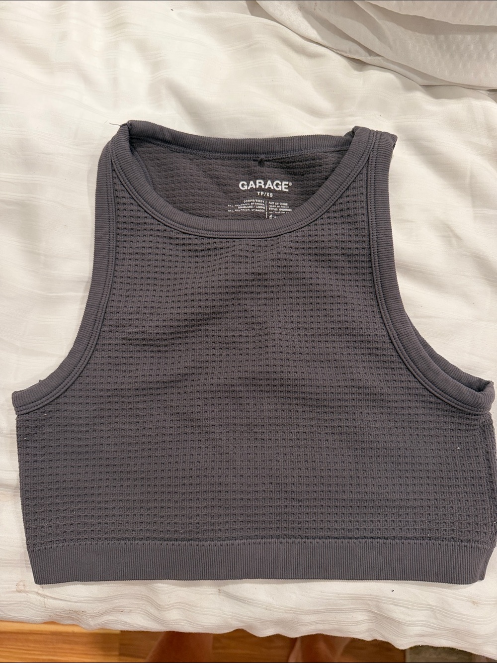 Garage Women's Charcoal Waffle Crop Tank